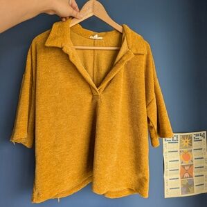 70s Style Yellow-Orange Collared Shirt
